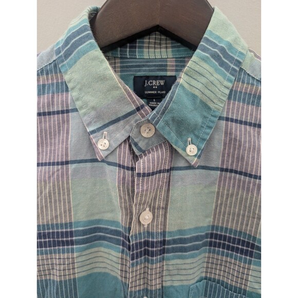 J Crew Men's Shirt Small Pastel Blue Summer Plaid Long Sleeve Button Down #40732 - Picture 2 of 13